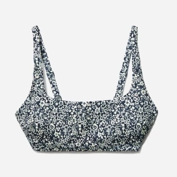Everlane The Square-Neck Bikini Top Floral Print Navy L - Picture 3 of 12